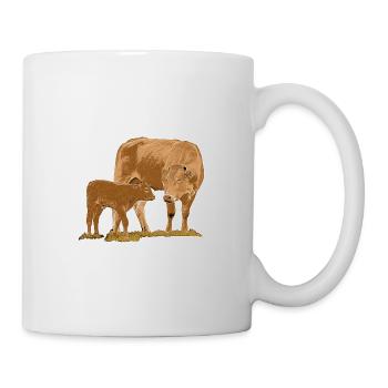 Vache avec veau - Mug blanc - blanc - Droite