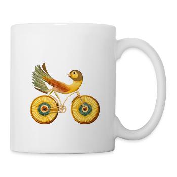 Magic life with bird on a bicycle, inspire art - Mug - white - Right