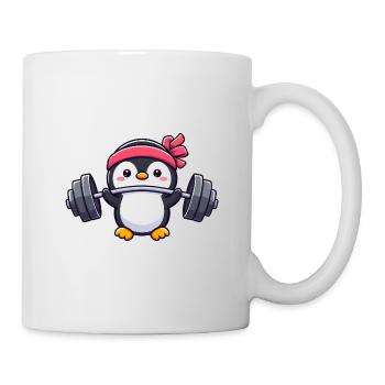 Penguin Workout Dumbbell Bench Press Fitness - Mug - white - Right