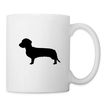 Rauhaardackel Silhouette Dackel Geschenkidee - Tasse - Weiß - Rechts