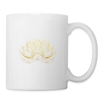 Blume des Lebens Lotos Gold Ornamente Geschenk - Tasse - Weiß - Rechts