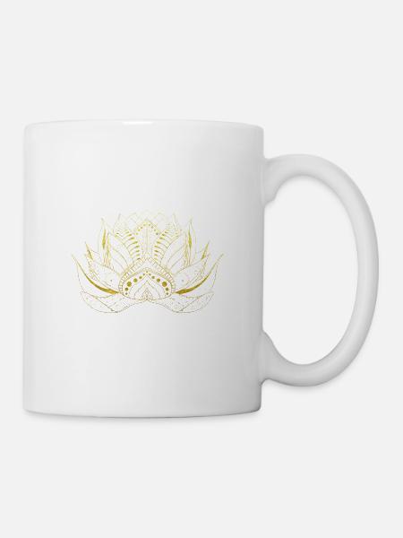 Cadeau d'ornements en or fleur de vie lotus - Mug blanc - blanc