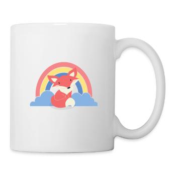 Süßer Fuchs mit Regenbogen für Kinder Enkelkinder - Tasse - Weiß - Rechts