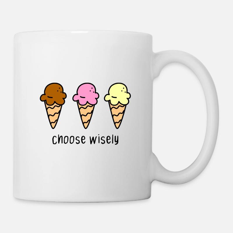 Ice Cream Chocolate Strawberry Summer Funny Sweet Comic - Mug - white