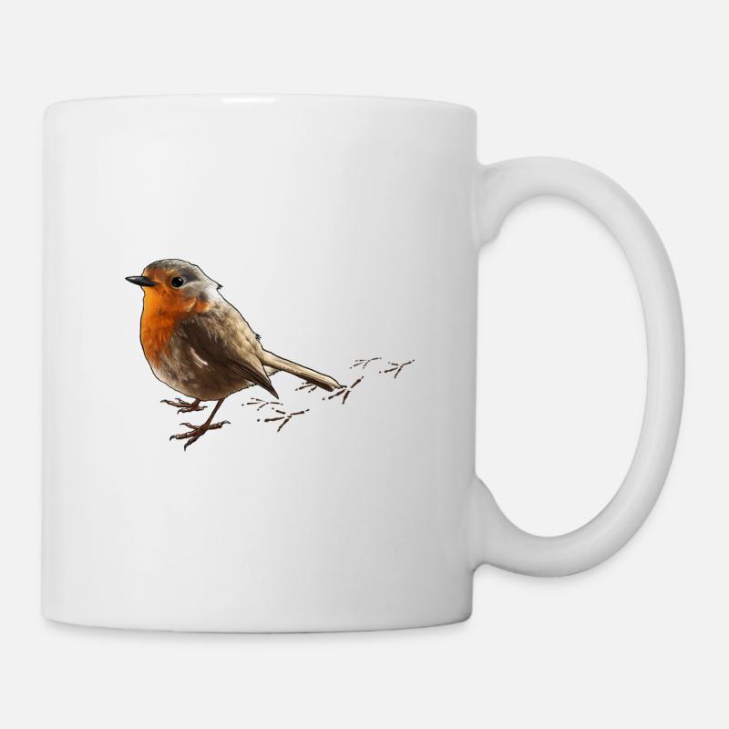 freches Rotkehlchen - Tasse - Weiß