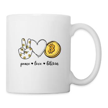Peace Love Bitcoin Kryptowährung Krypto Liebe - Tasse - Weiß - Rechts