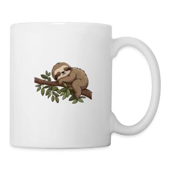 Cute Sloth Sleeps on Branch Sleep Shirt Lazy - Mug - white - Right