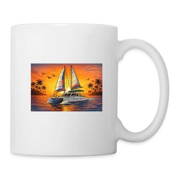 Catamaran Katamaran : Plaisir au coucher de soleil - Mug blanc - blanc - Droite