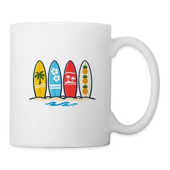Art vectoriel de plage Tropical Surfboard - Mug blanc - blanc - Droite