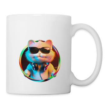 Cat Glasses Turntable DJ Disco Club Headphones - Mug - white - Right