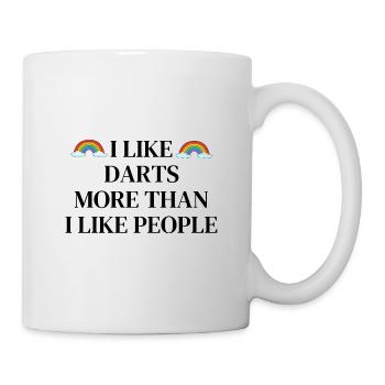 I like darts more than people - Mug - white - Right