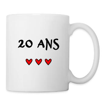 20. 20 ANS. 20e ANNIVERSAIRE. ANNIVERSAIRE 20 ANS. - Mug blanc - blanc - Droite