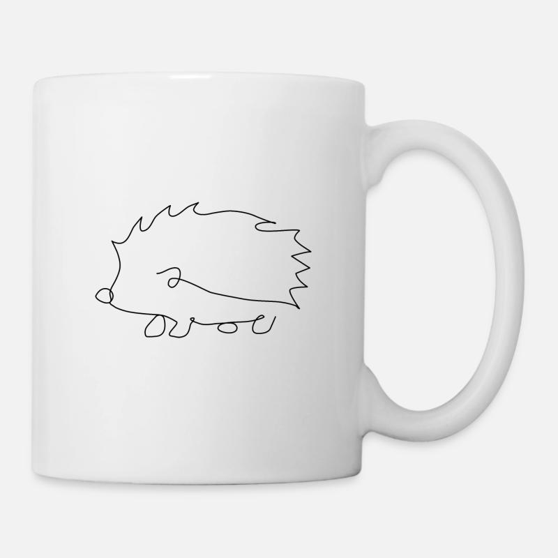 Line Art Hedgehog Design - Mug - white