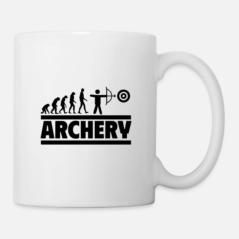 Bogenschießen-Evolution: Vom Mensch zum Bogenschüt - Tasse - Weiß