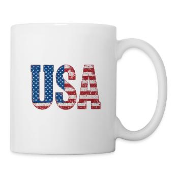 Patriotic USA Flag Distressed Print - Mug - white - Right