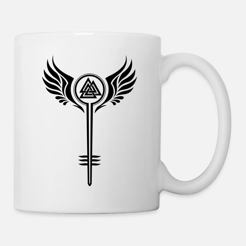 Walküre mit Valknut Wikinger Symbol - Tasse - Weiß
