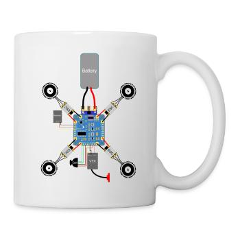Copter Aufbau, FPV Copter FC, Esc, Motor, Drone - Tasse - Weiß - Rechts