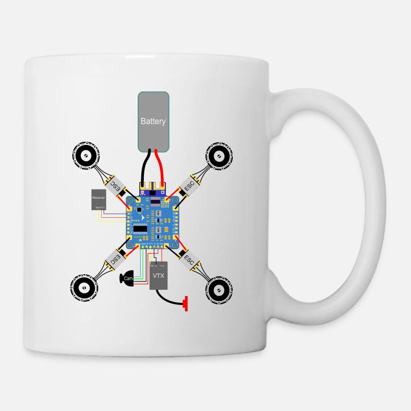 Copter Construction, FPV Copter FC, Esc, Moteur, Drone - Mug blanc - blanc