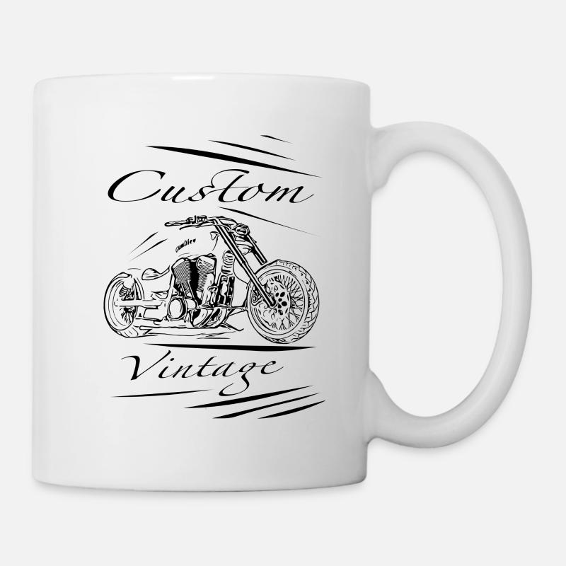 Motorrad Kollektion Custom Vintage schwarz - Tasse - Weiß