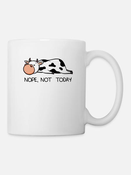 Lustige faule Kuh Kalb Nope Bauer Milch Geschenk - Tasse - Weiß