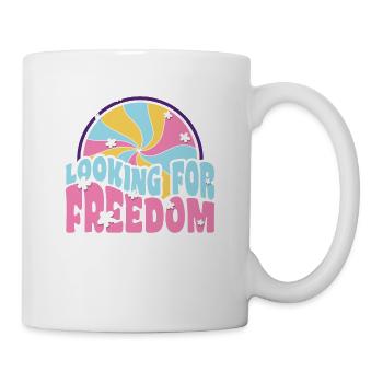 Looking for freedom retro peace hippie gift - Mug - white - Right