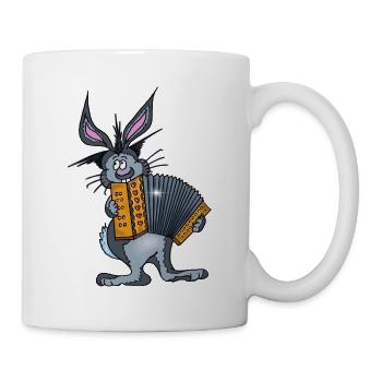 Toni der Hase spielt Handorgel - Tasse - Weiß - Rechts