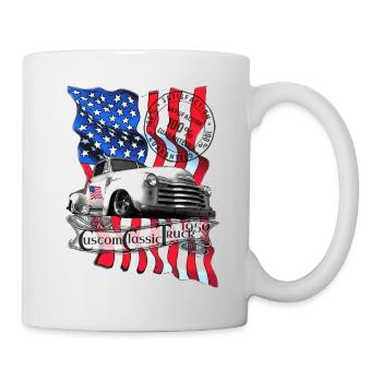 Drapeau USA 1950 camion classique vintage personnalisé - Mug blanc - blanc - Droite