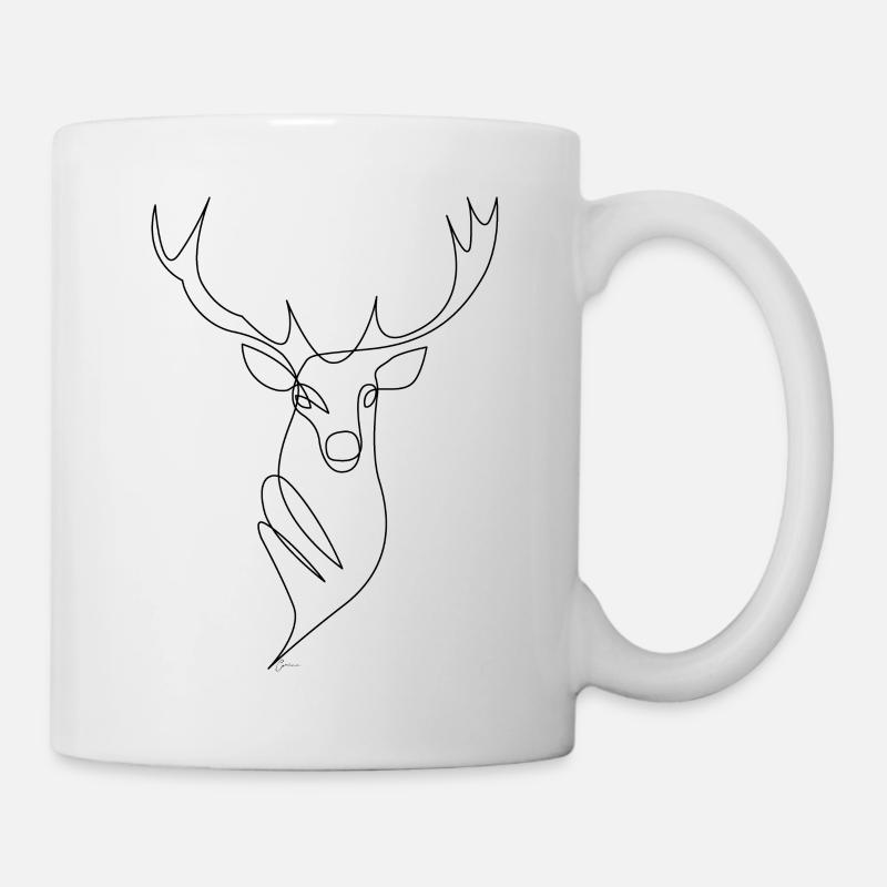 one line drawing Hirsch - Tasse - Weiß