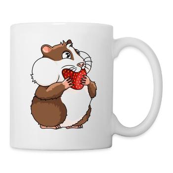 Dickes Meerschweinchen mit Erdbeere - Tasse - Weiß - Rechts