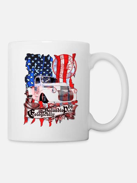Legendärer V8 Vintage Pickup Truck Amerikanisch - Tasse - Weiß