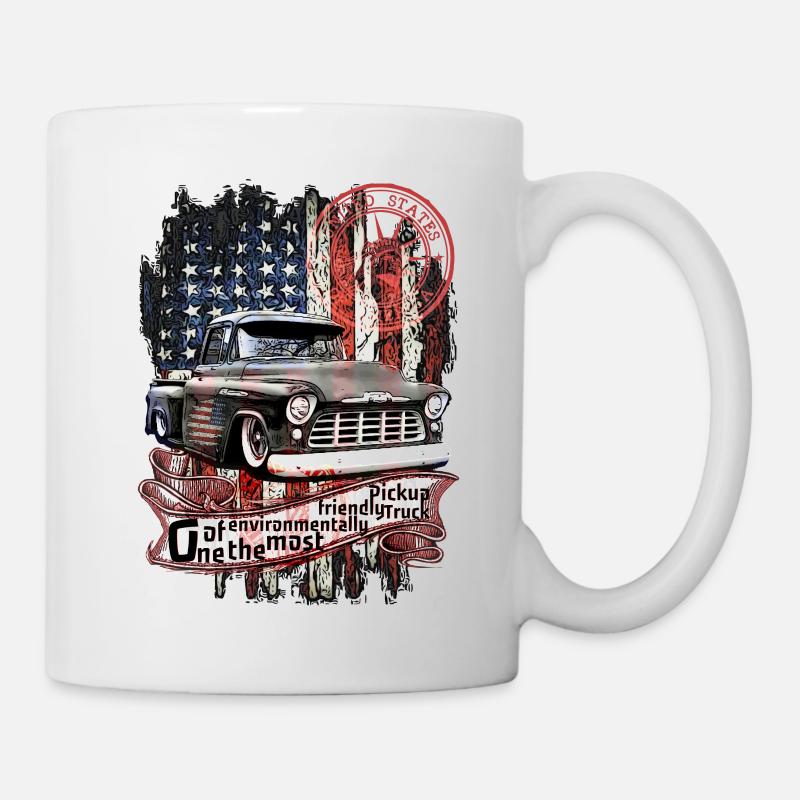 Eco-friendly pick-up américain V8 Vintage - Mug blanc - blanc