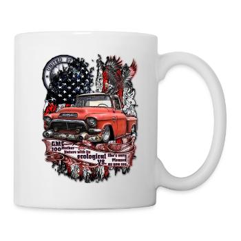Legendärer V8 Pick Up Truck Amerikanische Fahne - Tasse - Weiß - Rechts
