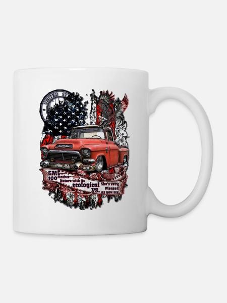 Légendaire V8 Pick Up Truck drapeau américain - Mug blanc - blanc