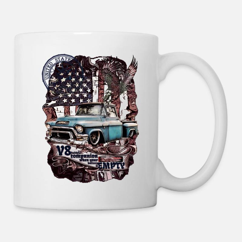 V8 moteur dans le légendaire camion pick-up de style le plus fin - Mug blanc - blanc