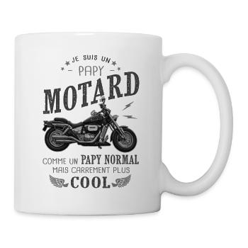 papy motard cadeau humour grand père moto motard - Mug blanc - blanc - Droite
