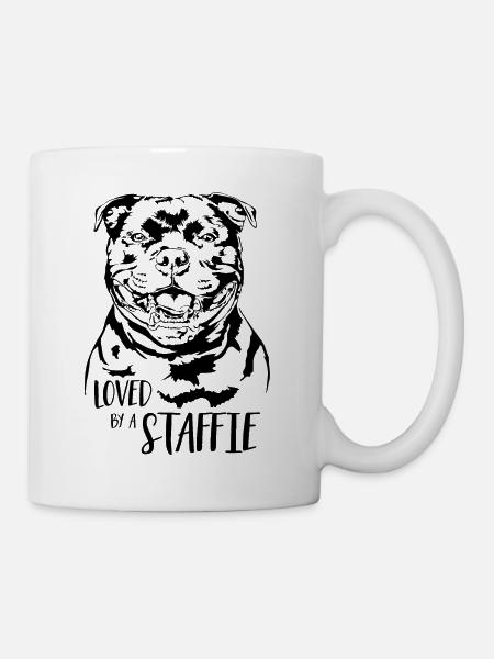 STAFFORDSHIRE BULL TERRIER aimé par un chien Staffie - Mug blanc - blanc