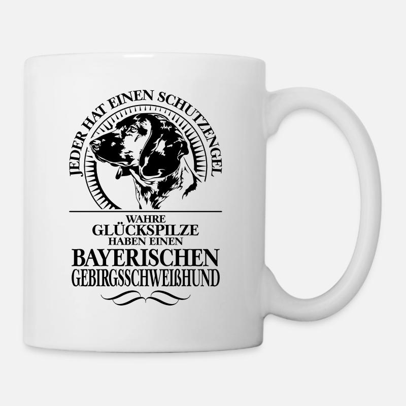 BAYERISCHER GEBIRGSSCHWEISSHUND Schutzengel Spruch - Tasse - Weiß