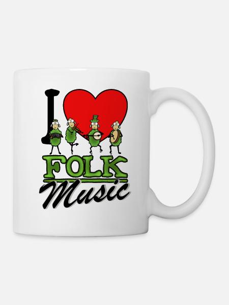 I Love Folk Music - Tasse - Weiß
