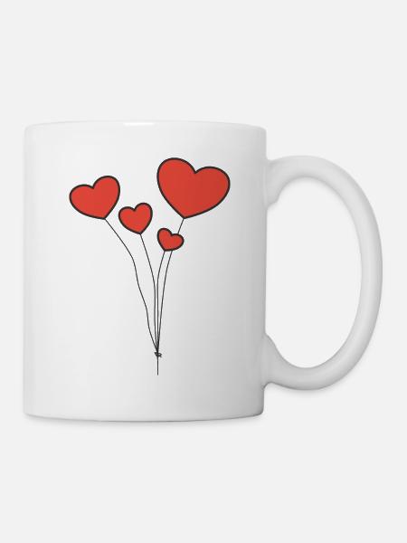 Herzen Luftballons - Tasse - Weiß