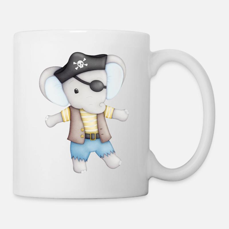 cute elephant as a pirate - Mug - white