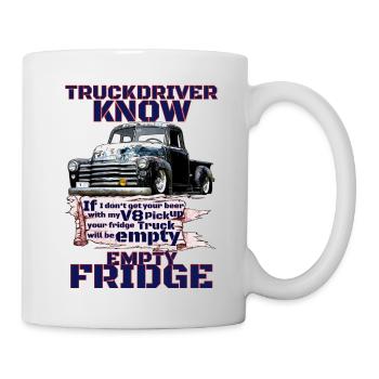 Retro V8 Truck Truck Driver Beer Transporter - Mug - white - Right