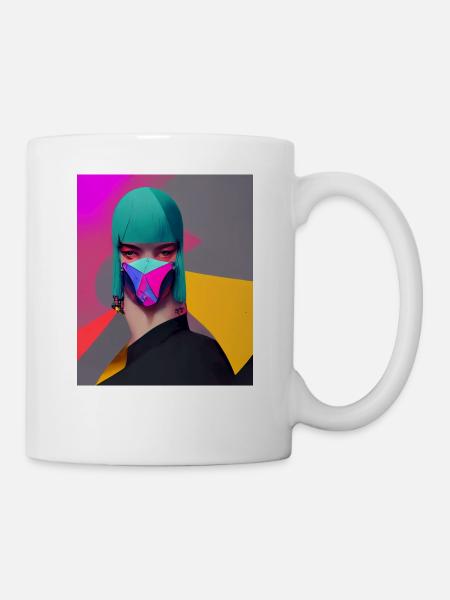 Frau mit Maske - Tasse - Weiß