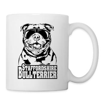 STAFFORDSHIRE BULLTERRIER cool Sonnenbrille Hunde - Tasse - Weiß - Rechts