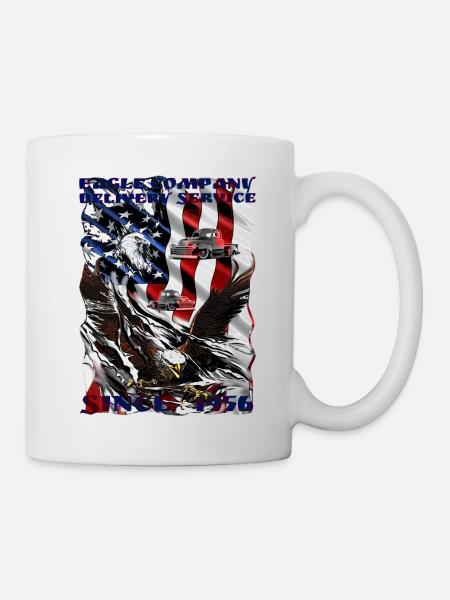 Trucker shirt with eagle on American flag - Mug - white