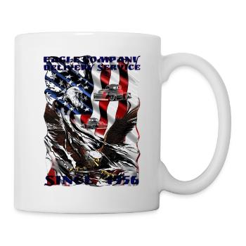 Chemise de camionneur avec aigle sur le drapeau américain - Mug blanc - blanc - Droite