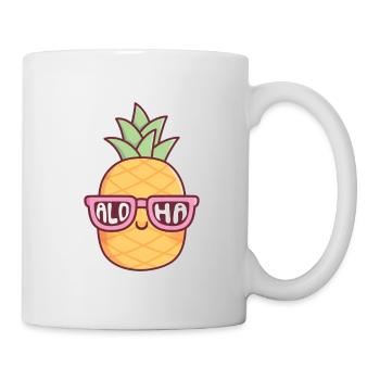 Cute Pineapple With Aloha Sunglasses - Mug - white - Right