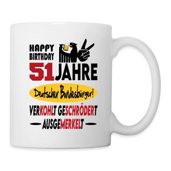 Geburtstag CDU SPD FDP Grün Politik Alter Jahre 51 - Tasse - Weiß - Rechts