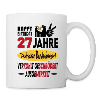 Geburtstag CDU SPD FDP Grün Politik Alter Jahre 27 - Tasse - Weiß - Rechts