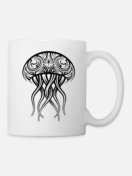 Qualle Tribal Tattoo - Tasse - Weiß