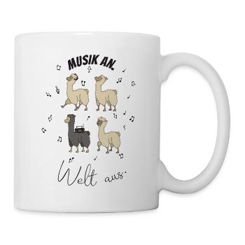 Alpaka- Design für Musiker. Musik an. Welt aus. - Tasse - Weiß - Rechts